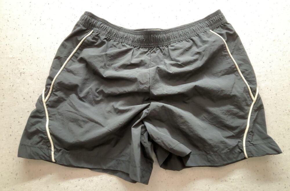 BDG Urban Outfitters Jess Nylon Track Shorts Grey White Trim Piping Sz M $39
